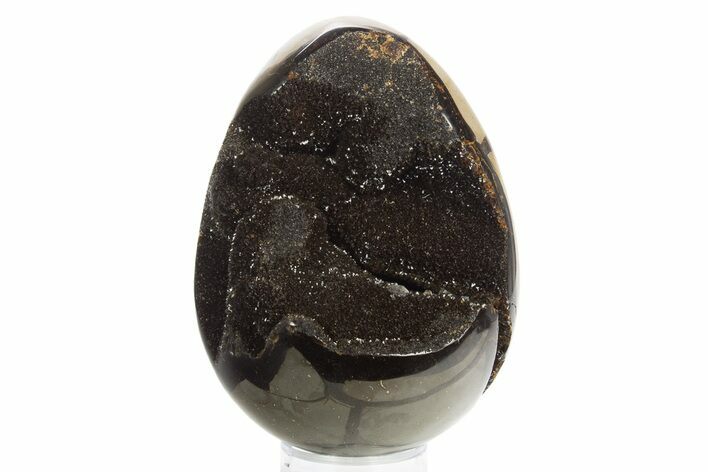 Septarian Dragon Egg Geode - Sparkly Black Crystals #329490